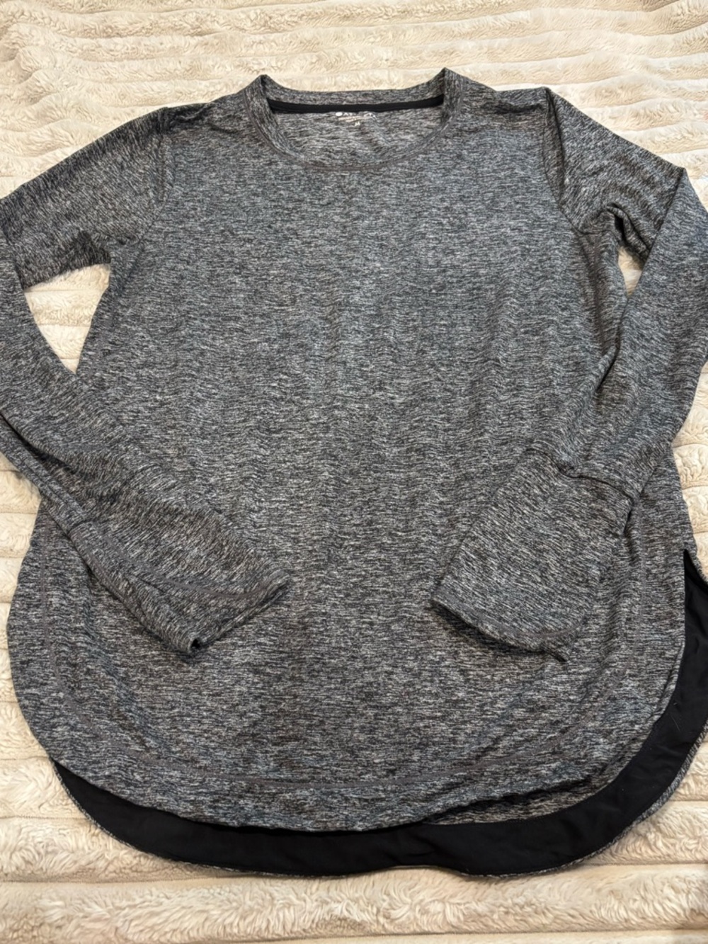 Grey Long Sleeve Lightweight Layered Hem Top athleta medium